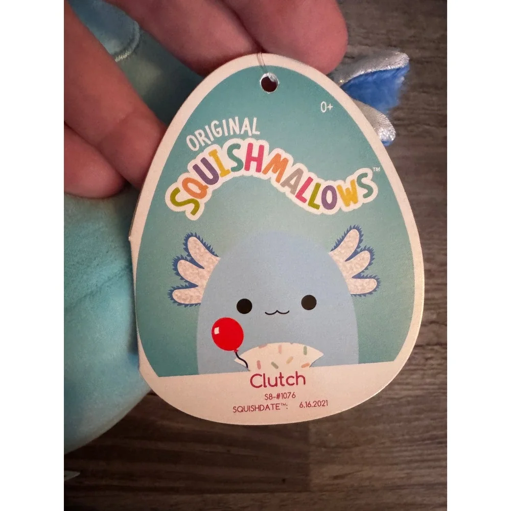 Squishmallows Clutch the Axolotl 8 Inch Blue Birthday Plush with Balloon 2021